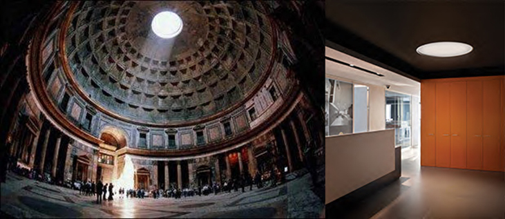 Pantheon (Marcus Agrippa, 2/ BC - 14 AD) / lampada da soffitto BIG (design di Lievore Altherr Molina) 