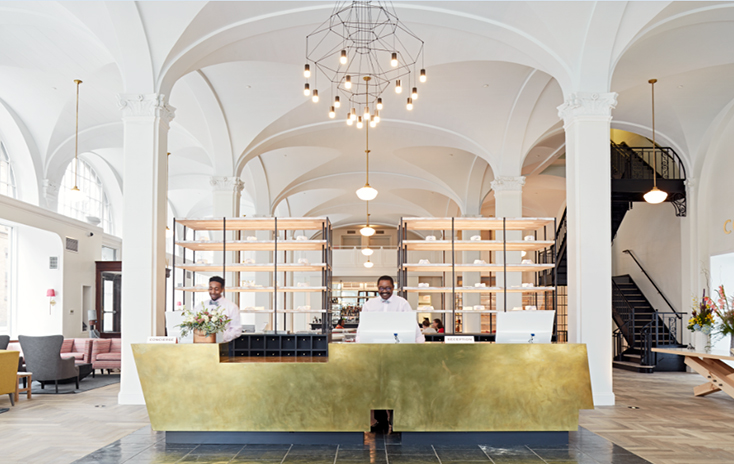 Vibia Wireflow Chandelier Hanging - The Quirk Hotel, Richmond